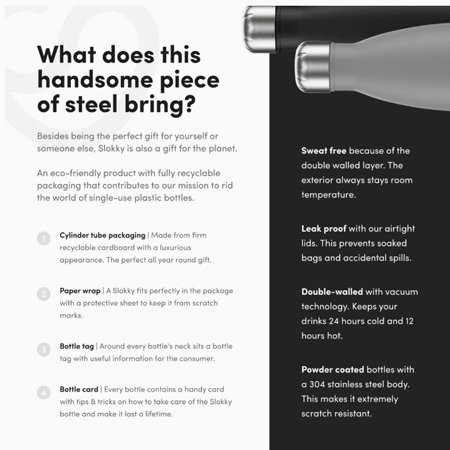 Borraccia thermos Slokky con moschettone 500 ml. - by Slokky - Janoa