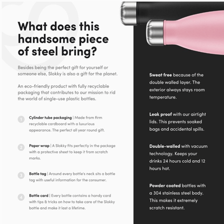 Borraccia thermos Slokky con moschettone 500 ml. - by Slokky - Janoa