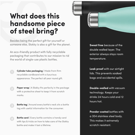 Borraccia thermos Slokky con moschettone 500 ml. - by Slokky - Janoa