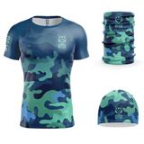 OTSO Blue Camo Pack: Maglia, Berretto Leggero & Scaldacollo - Janoa