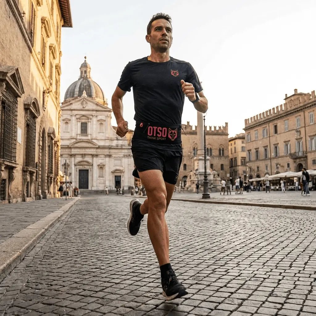 Cintura da running unisex nera e rosa - by OTSO - Janoa